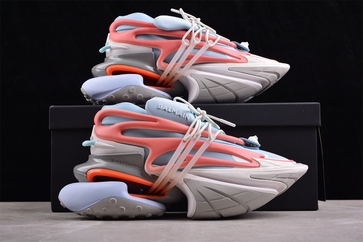 Balmain Unicorn Sneakers Light Blue/White – Neoprene and Leather