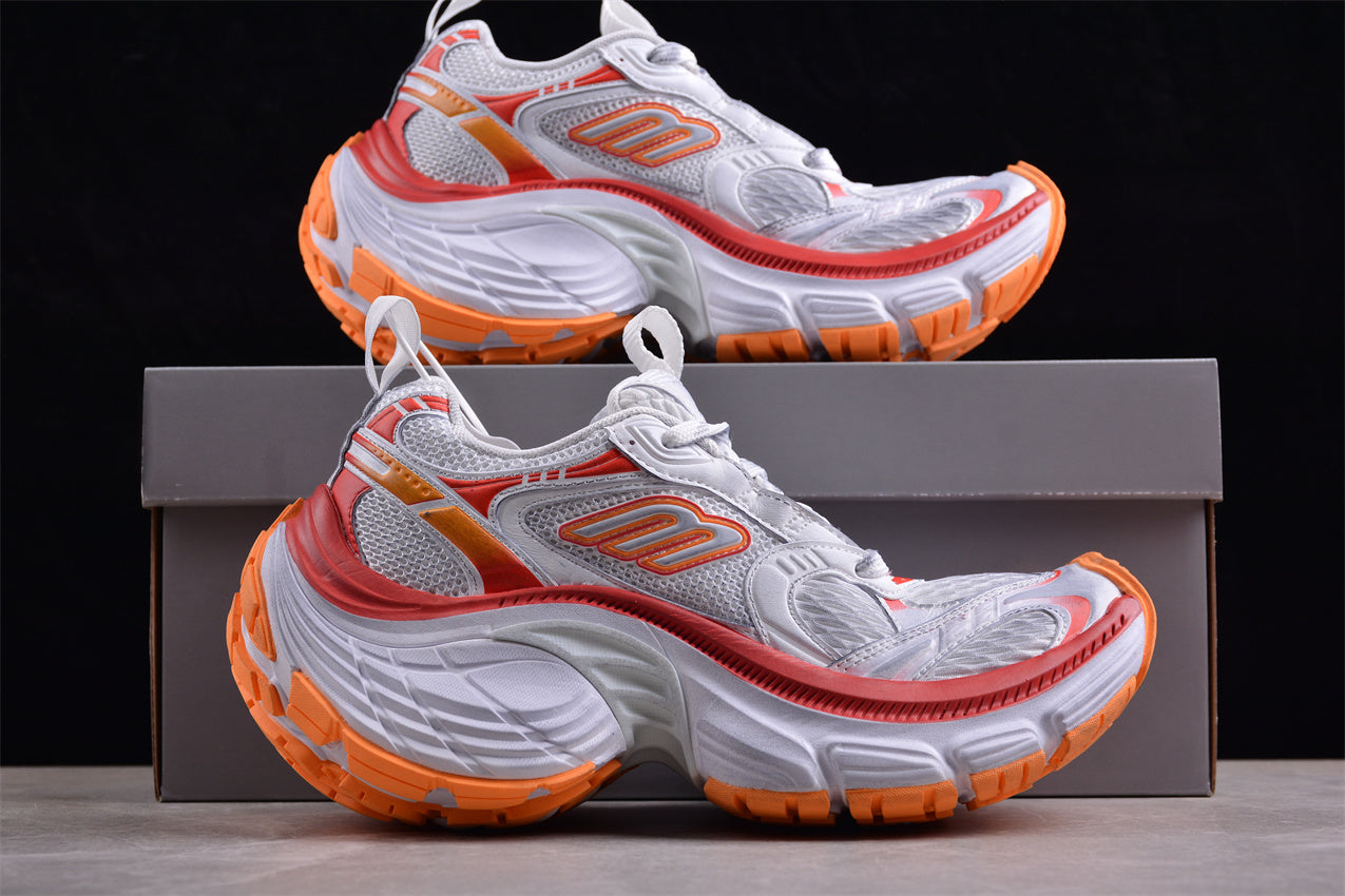 Balenciaga 10XL White Red Orange Mesh Sneakers