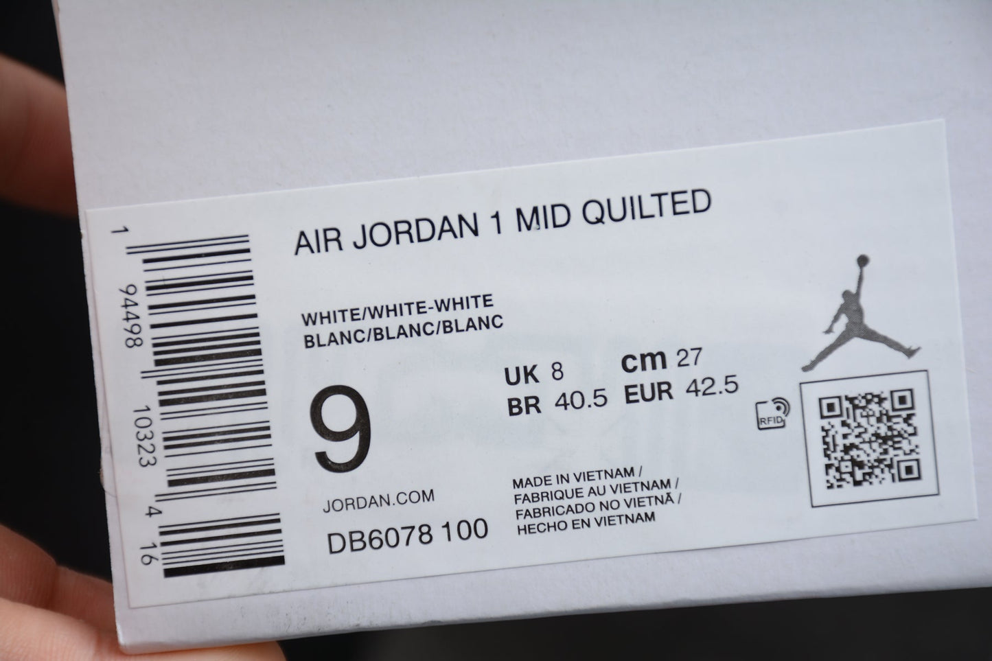 Air Jordan 1 Mid "White Quilted"