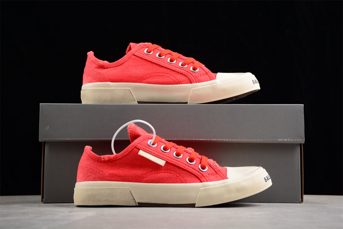 Balenciaga Paris Low Top Canvas Red Sneakers