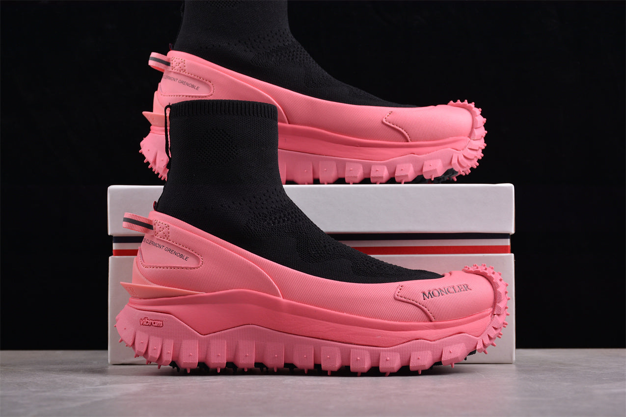 Moncler Trailgrip Sock Sneakers 'Black/Pink'