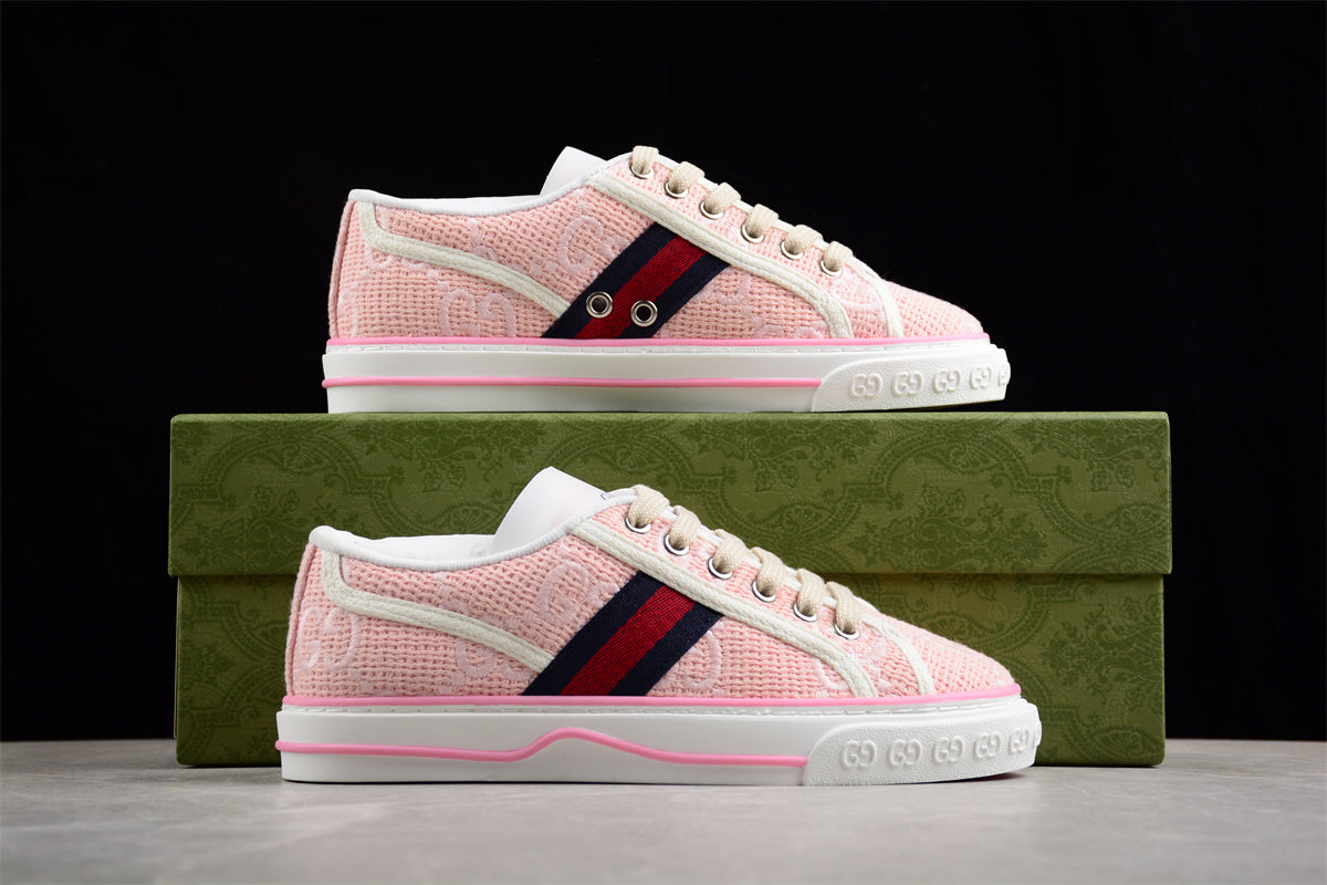 Gucci Tennis 1977 Pink GG Canvas Sneakers