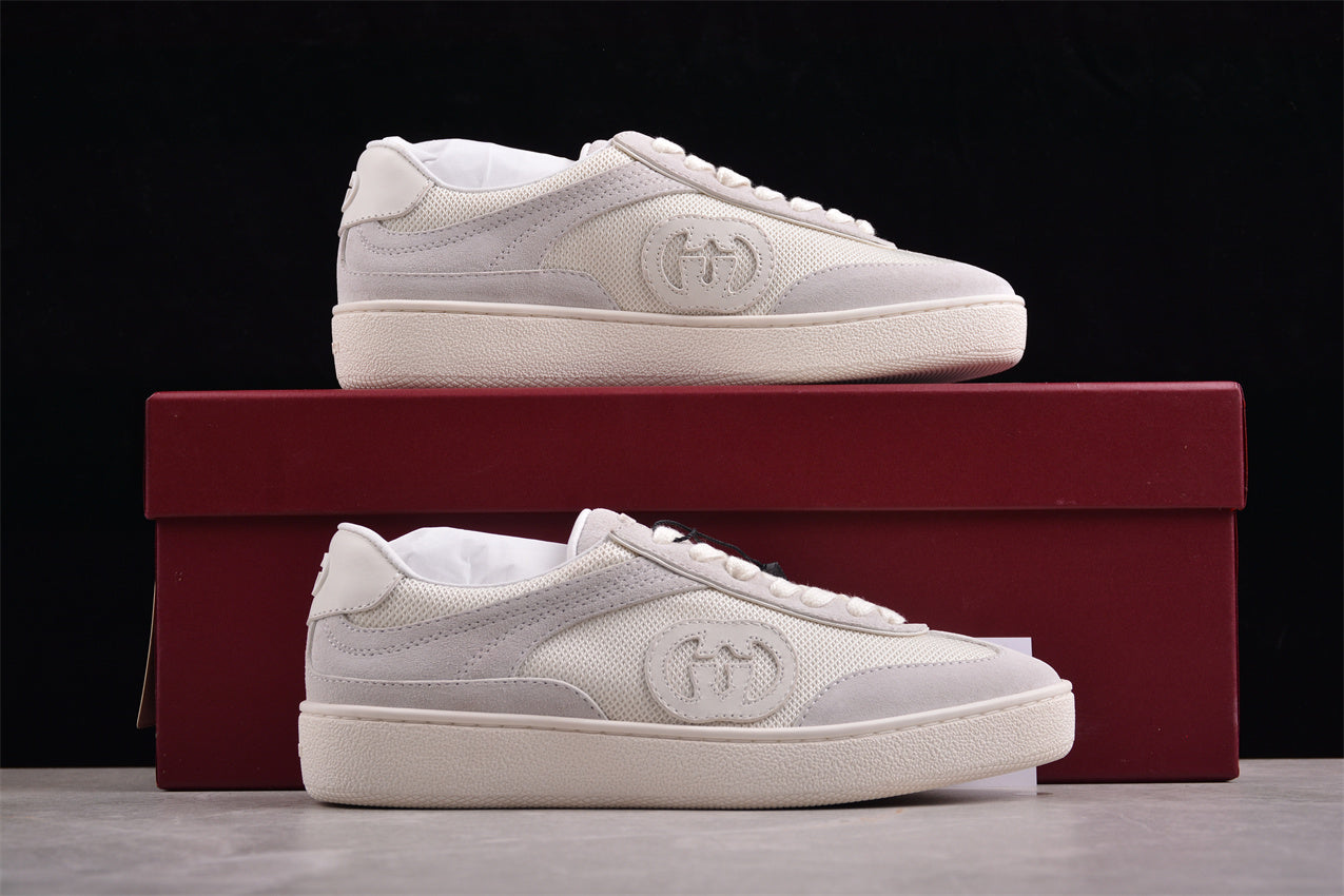 Gucci G75 White Suede Trainer Sneakers