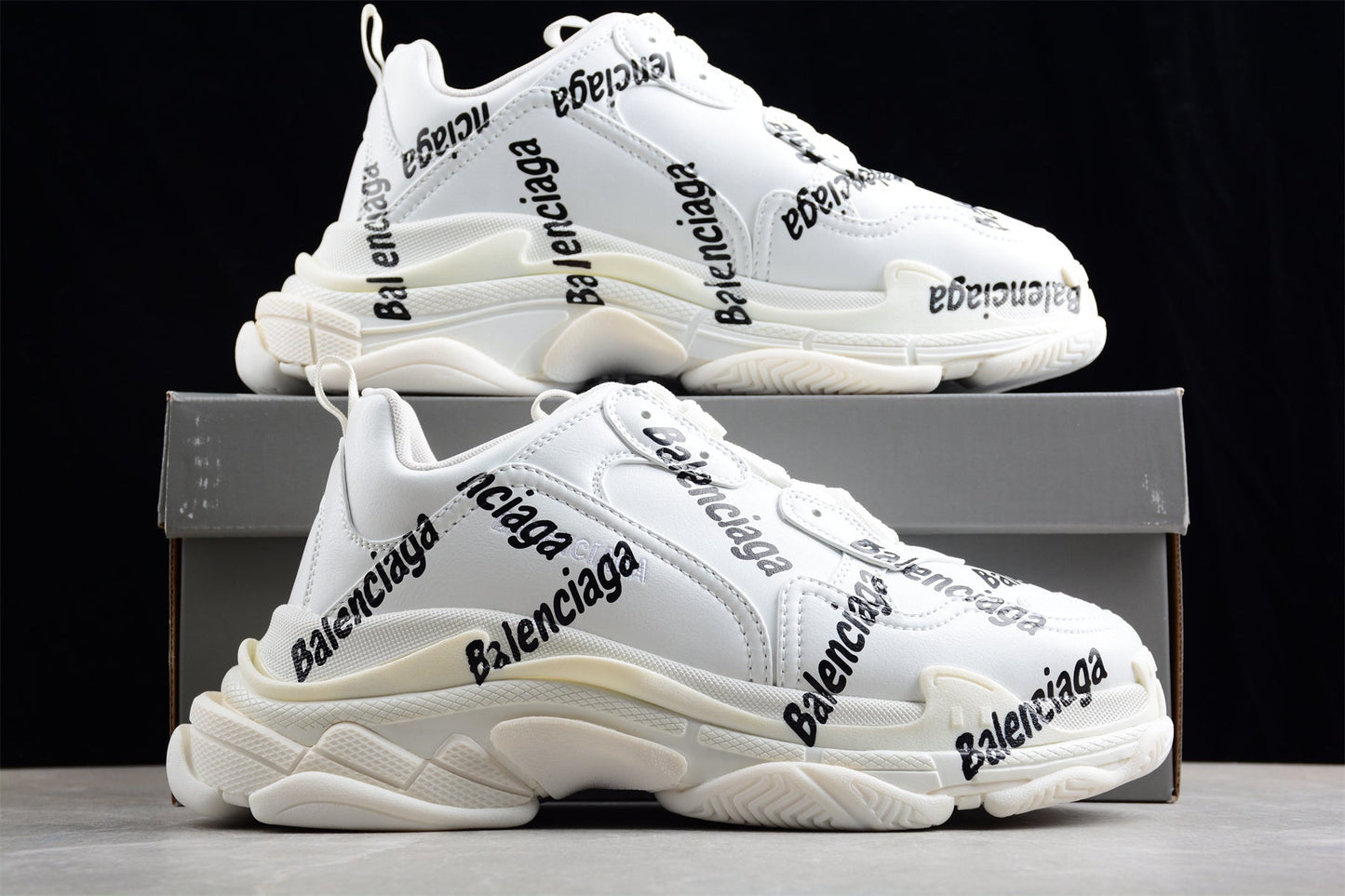 Balenciaga Triple S Allover Logo White Sneakers