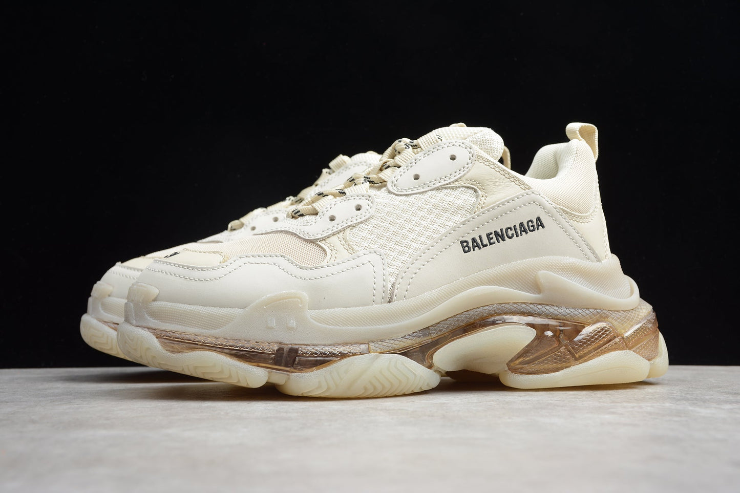 Balenciaga Triple S Light Beige Clear Sole Sneakers