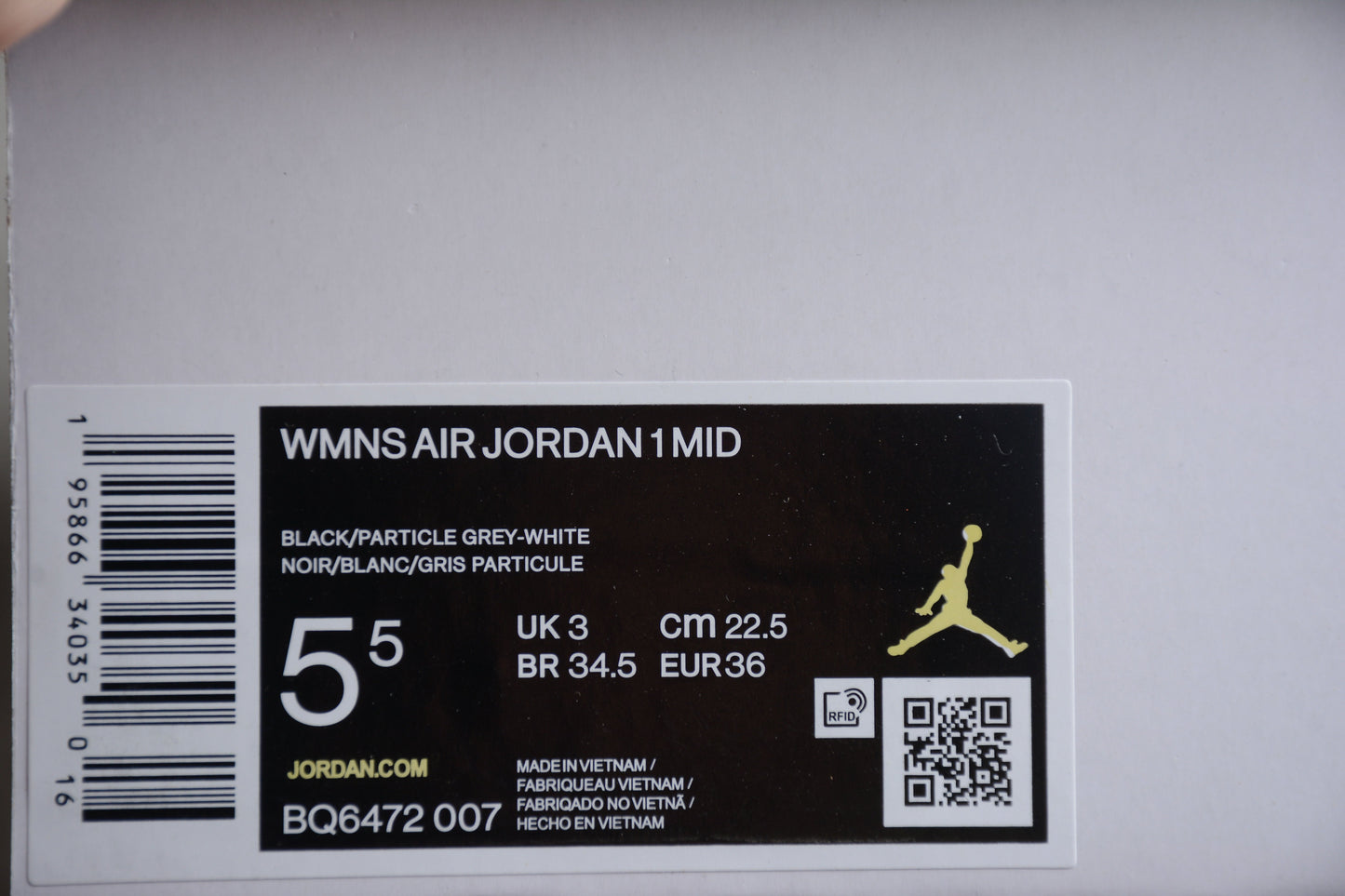Nike Air Jordan 1 Mid Black/Particle Grey/White
