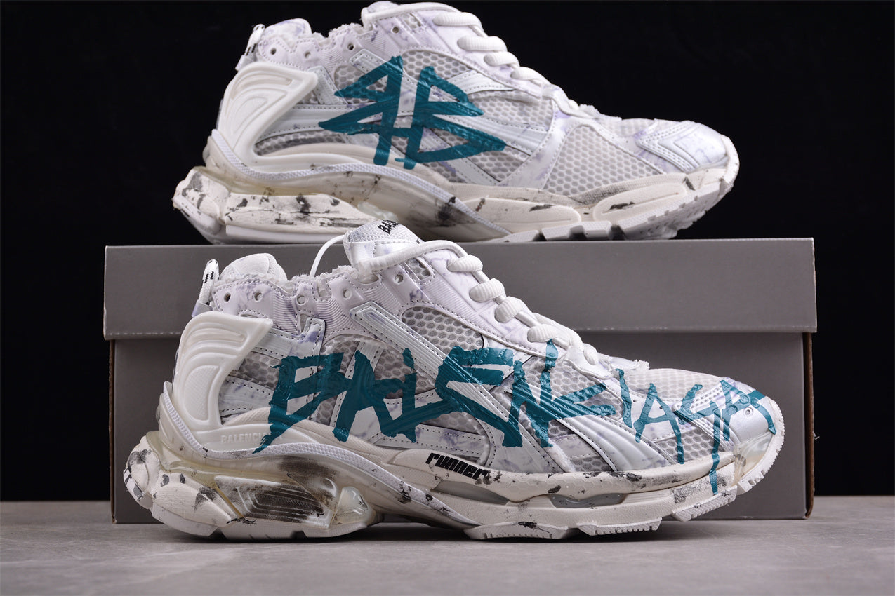 Balenciaga Runner Graffiti White Blue Sneakers