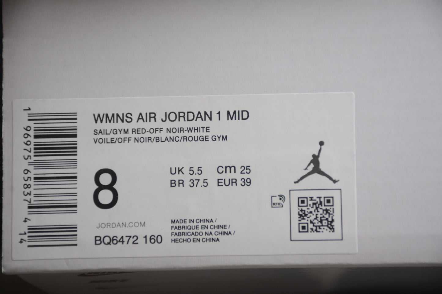 Air Jordan 1 Mid Retro White Red Black