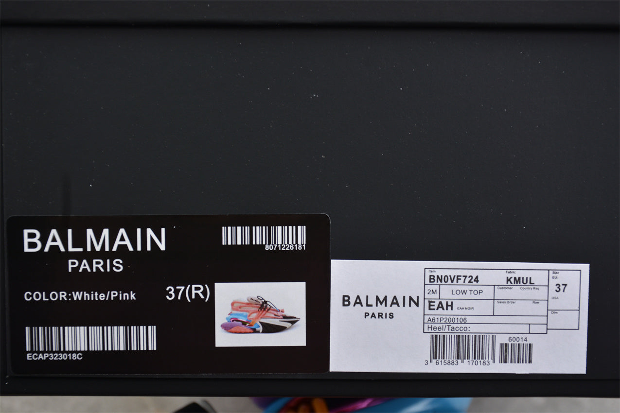Balmain Unicorn Trainers in Neoprene and Leather White/Pink