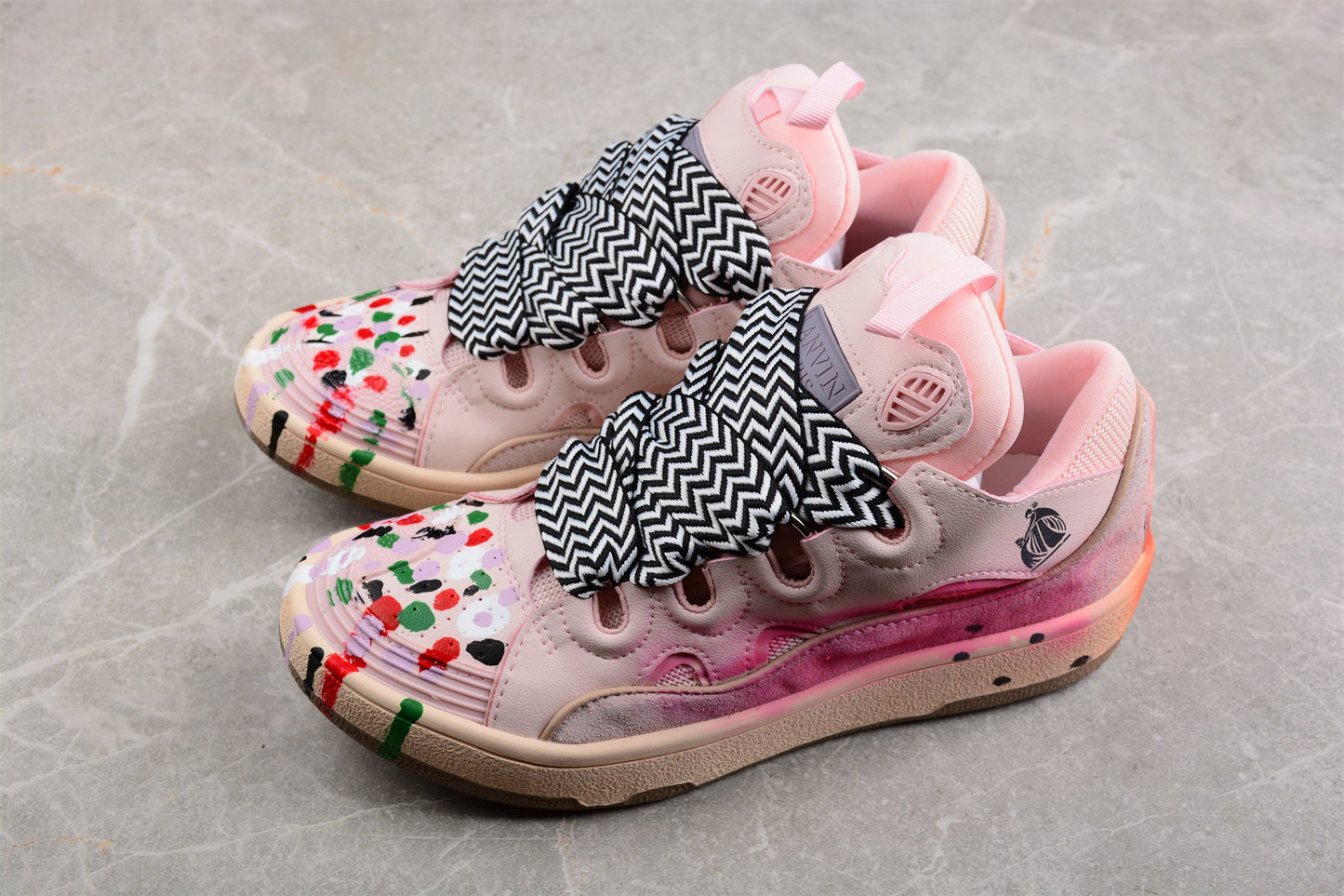 Gallery Dept. x Lanvin Curb Light Sneakers 'Paint Drip – Pale Pink'