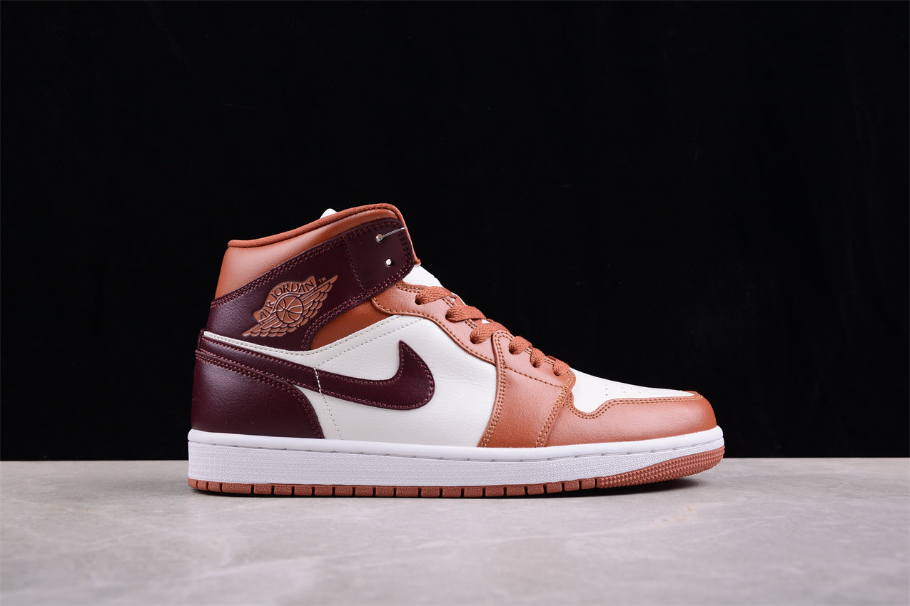 Nike Air Jordan 1 Mid "Dusty Peach Sail White Night Maroon"