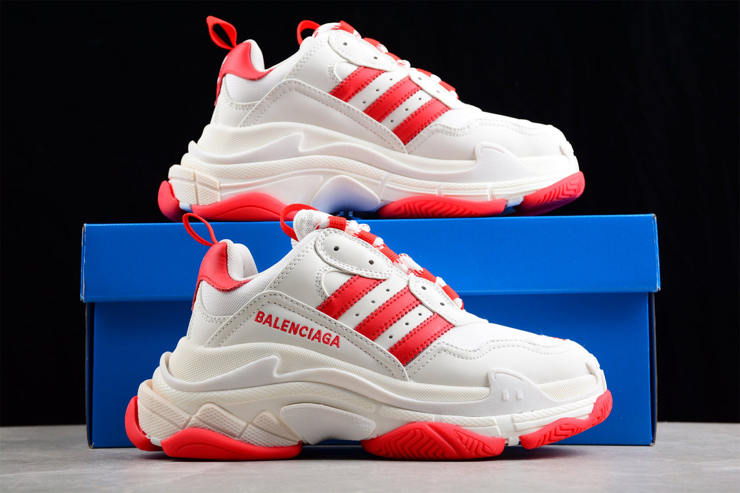 Balenciaga x Adidas Triple S White Red Sneakers