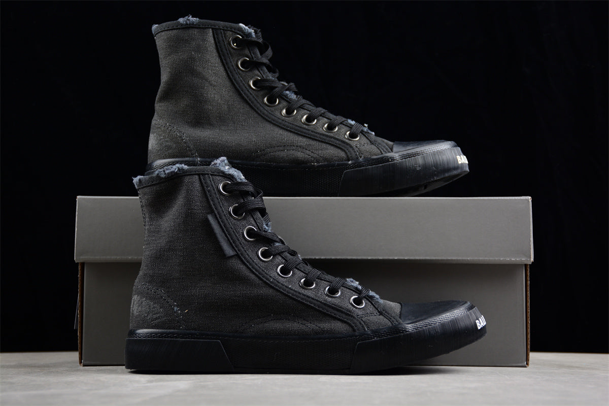 Balenciaga Paris High Destroyed Triple Black Sneakers