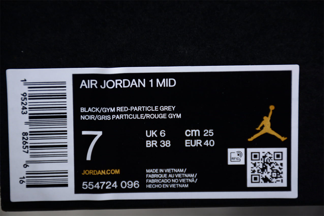 Nike Air Jordan 1 Mid "Shadow Red Black Particle Grey"