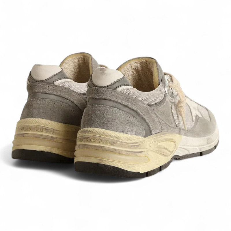 Dad-Star in suede and silver mesh with white leather star and heel tab