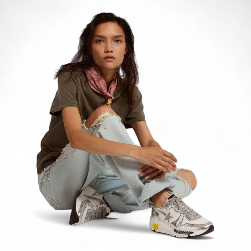 Silver and white Running Sole sneakers