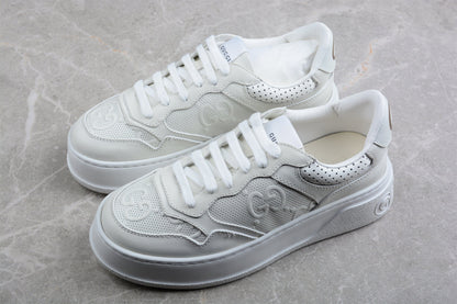 Gucci Embossed GG Logo White Platform Sneakers