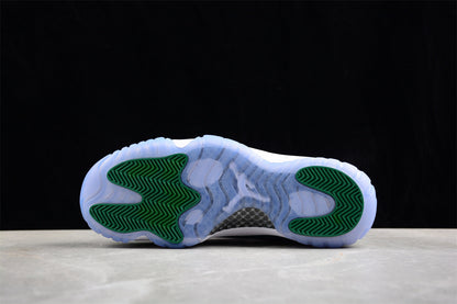Air Jordan 11 Retro White and Green Sneakers