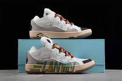 Lanvin Curb White Ivory Leather Sneakers