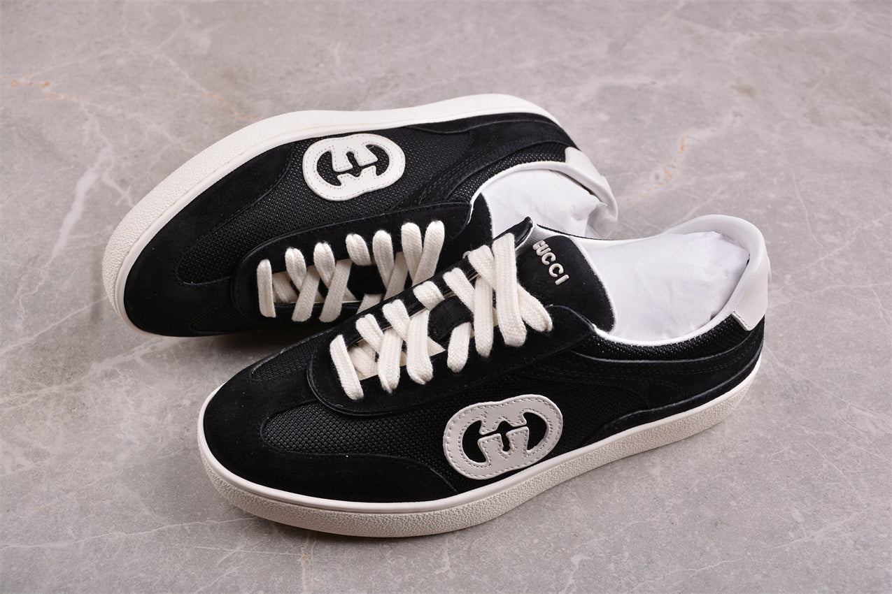Gucci Interlocking G Black Suede Low Top Sneakers