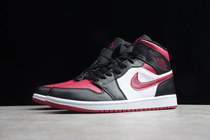 Nike Air Jordan 1 Mid Bred Toe Sneakers