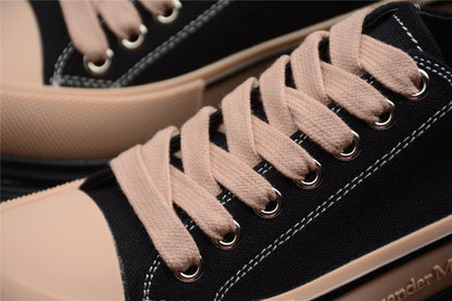 Alexander McQueen Tread Slick Black Tan Canvas Sneakers