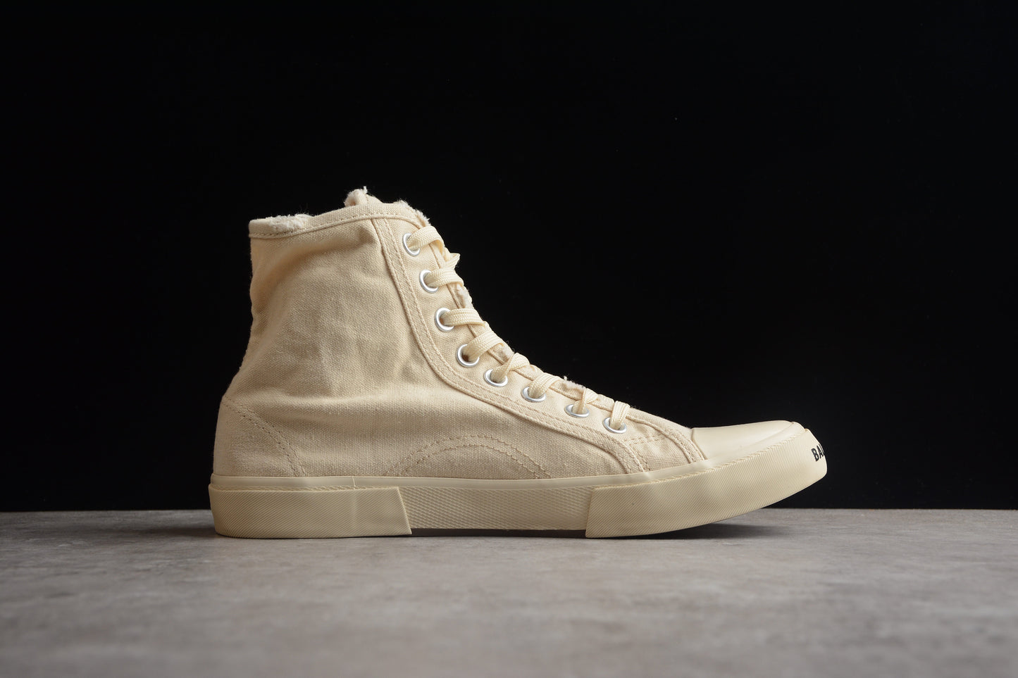 Balenciaga Paris Distressed High Canvas Cream Sneakers