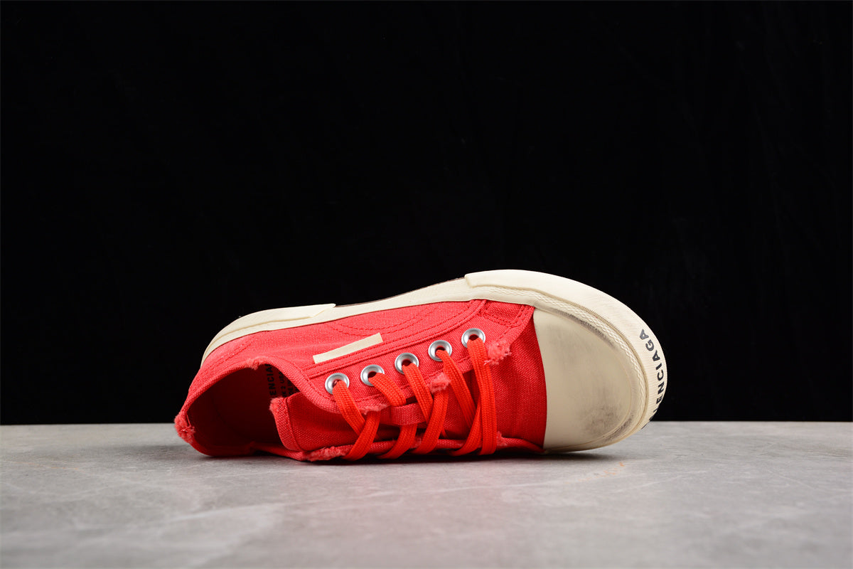 Balenciaga Paris Low Top Canvas Red Sneakers