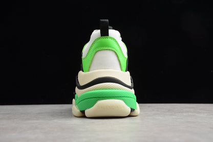 Men's White & Neon Green Chunky Sneakers
