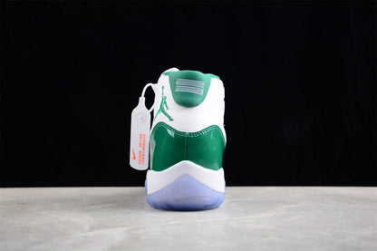 Air Jordan 11 Retro White and Green Sneakers