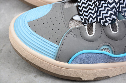 Lanvin Curb Grey Blue Leather Sneakers
