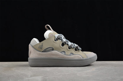 Lanvin Curb Grey Suede Leather Sneakers