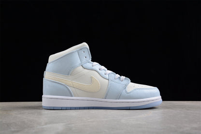 Nike Air Jordan 1 Mid SE Glitter Swoosh Ice Blue Sneakers