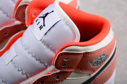 Air Jordan 1 Mid GS Orange Suede Sneakers
