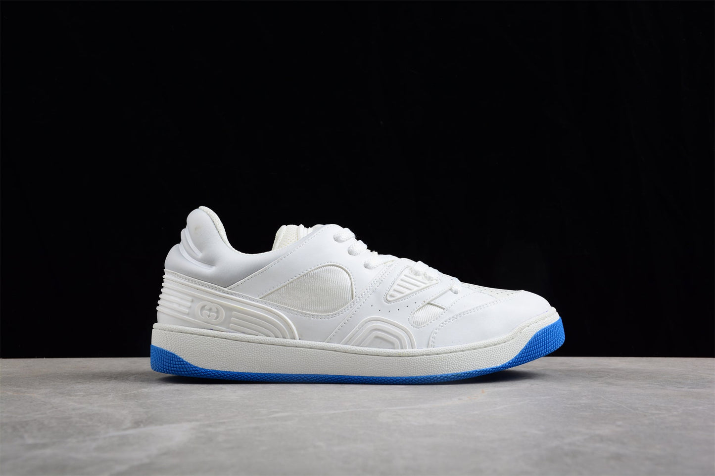 Gucci Basket Low White Blue Leather Sneakers