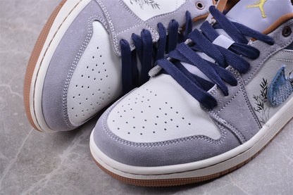 Air Jordan 1 Low SE Phantom Repaired Denim Sneakers