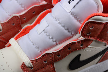 Air Jordan 1 Mid GS Orange Suede Sneakers