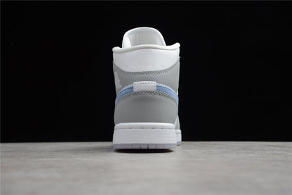 Nike Air Jordan 1 Mid Wolf Grey Aluminum Sneakers