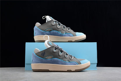 Lanvin Curb Grey Blue Leather Sneakers