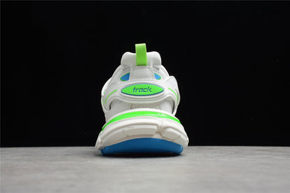 Women's White & Green Track Lifestyle Sneakers