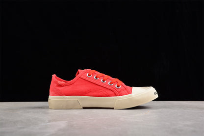 Balenciaga Paris Low Top Canvas Red Sneakers