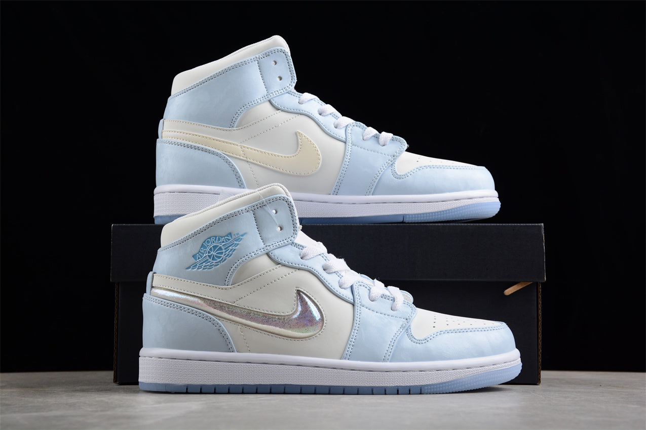 Air Jordan 1 Mid SE "Glitter Swoosh / Ice Blue"