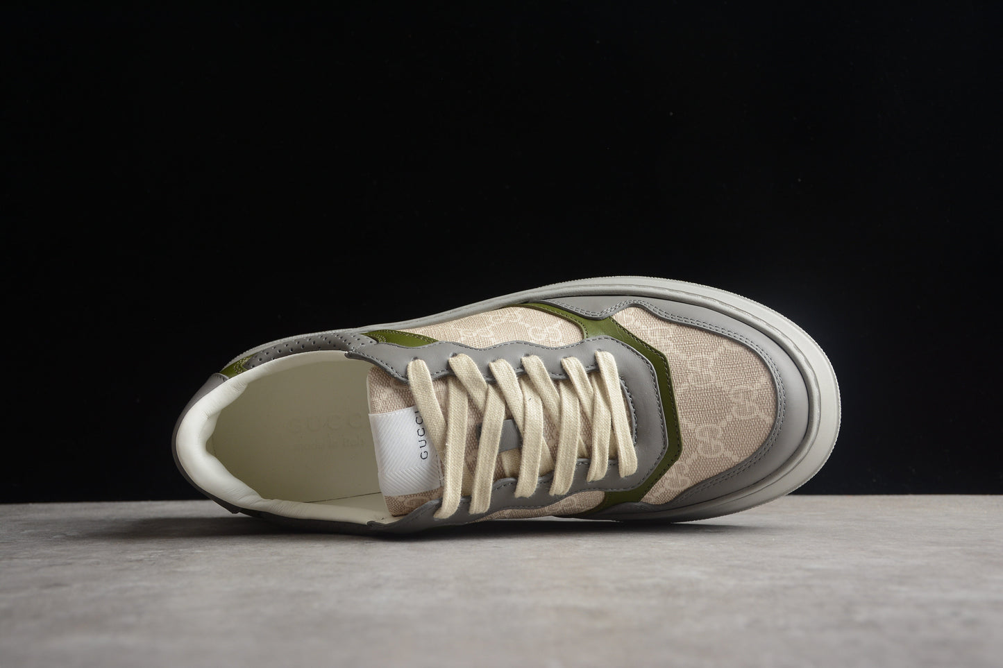 Gucci GG Supreme Canvas Platform Sneakers Grey Green