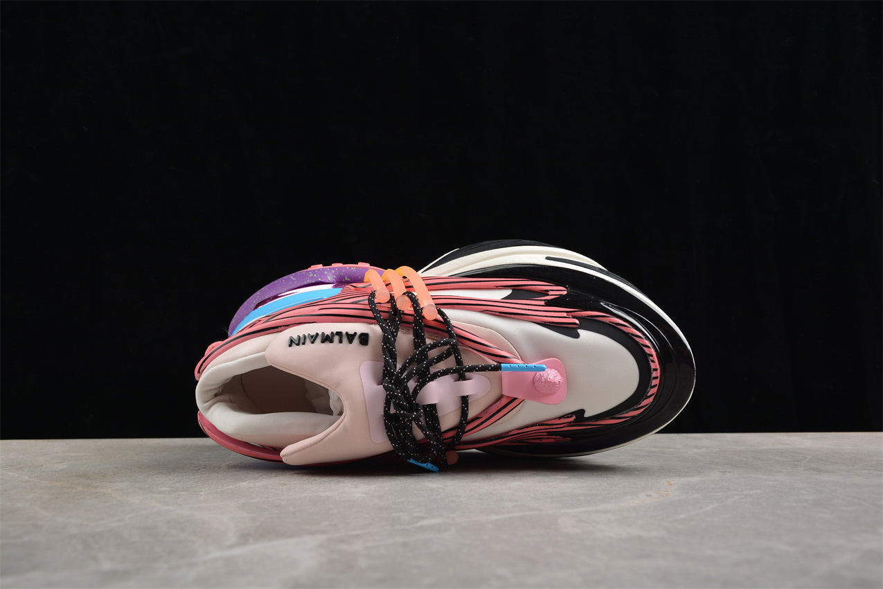 Balmain Unicorn Trainers in Neoprene and Leather White/Pink