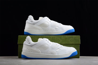 Gucci Basket Low White Blue Leather Sneakers