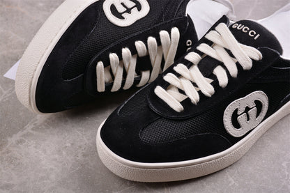 Gucci Interlocking G Black Suede Low Top Sneakers