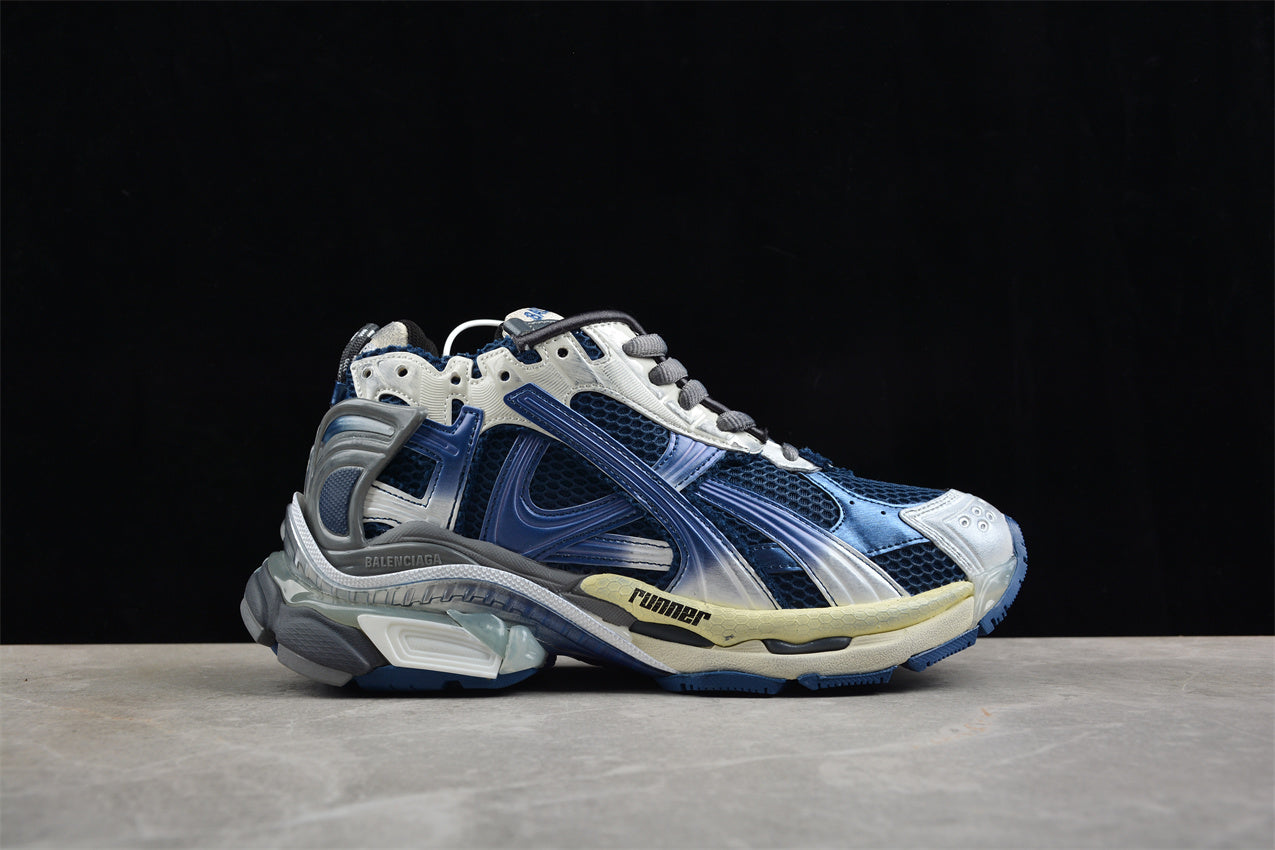 Balenciaga Runner Gradient Distressed Blue Sneakers