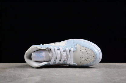 Nike Air Jordan 1 Mid SE Glitter Swoosh Ice Blue Sneakers