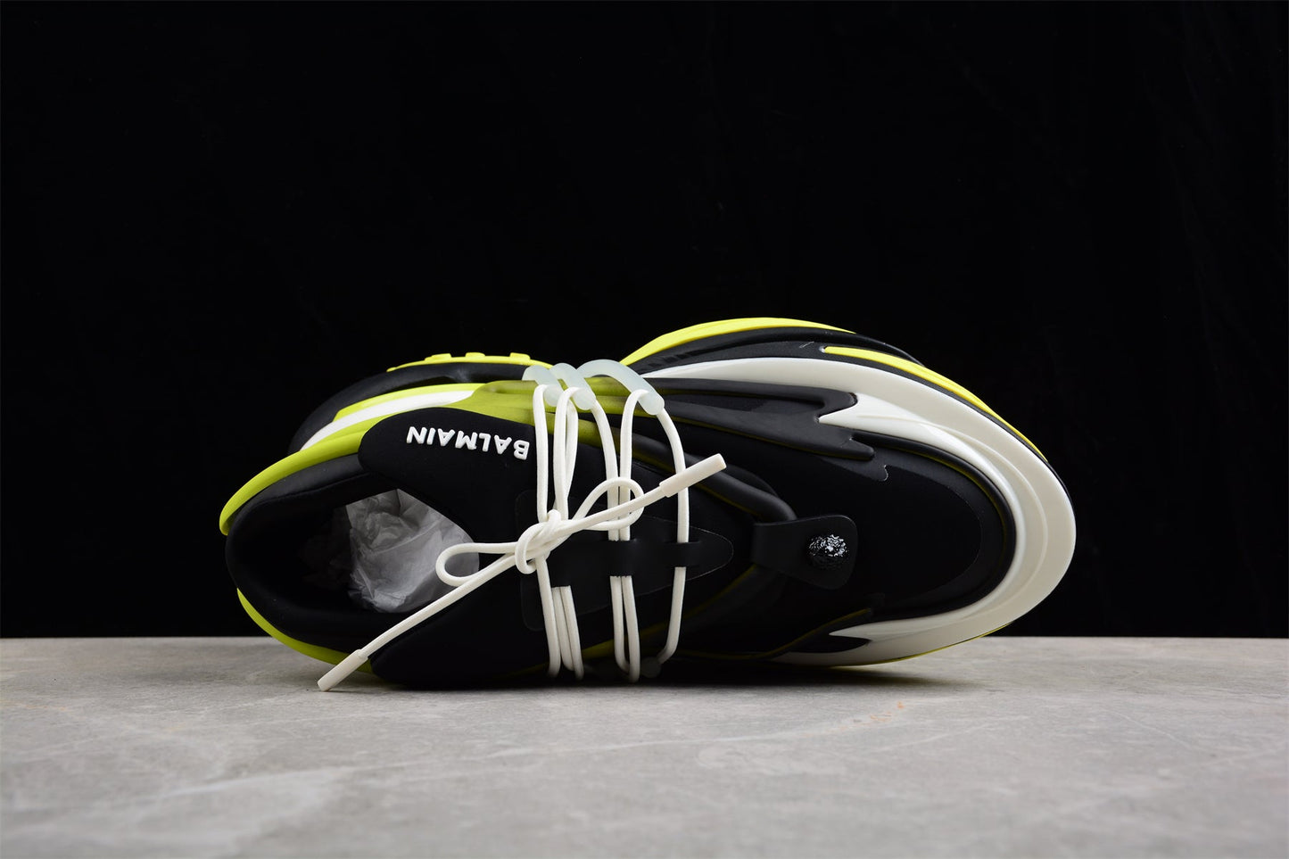 Balmain Unicorn Low-Top Sneakers in Black/Yellow – Neoprene Leather