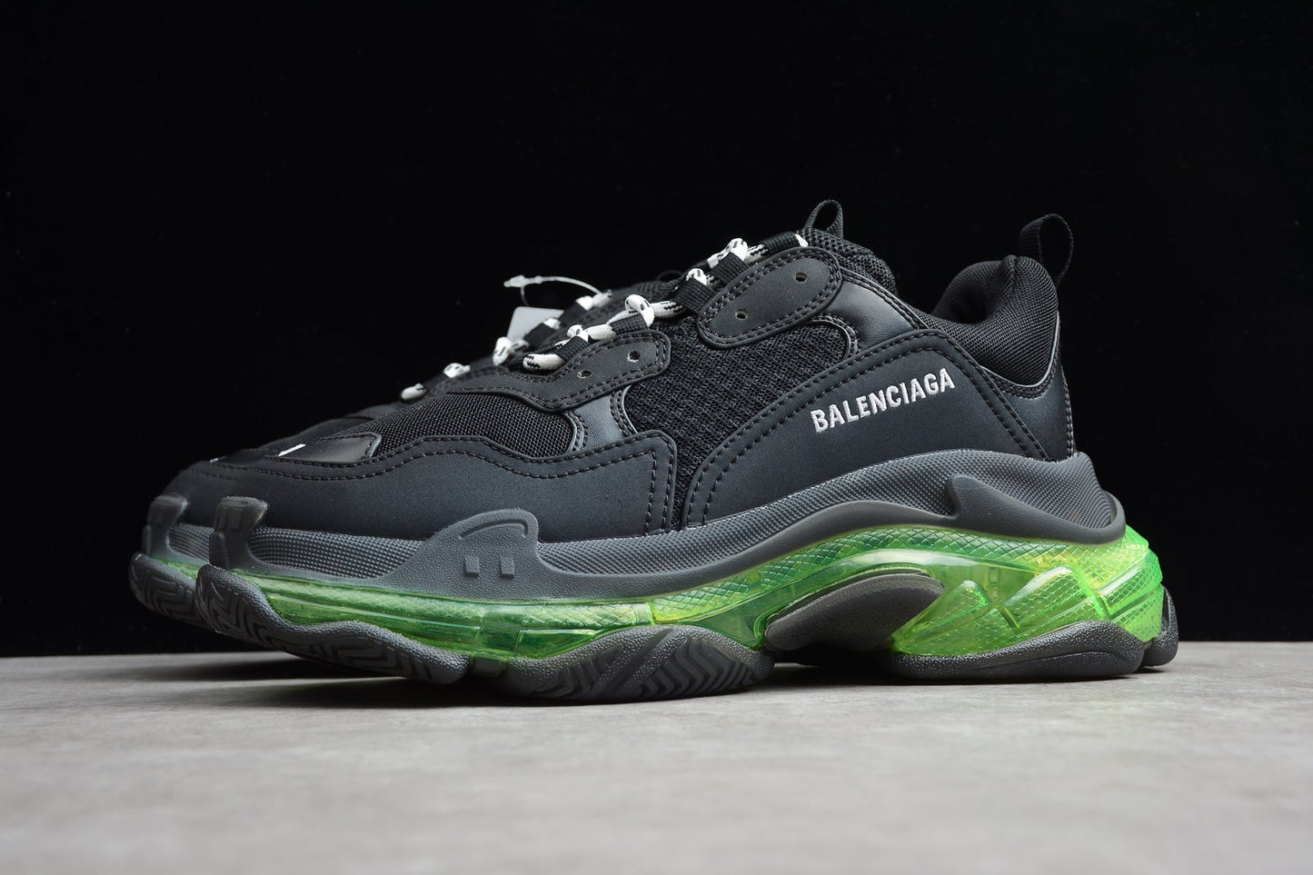 Balenciaga Women’s Triple S Black Green Clear Sole Sneakers